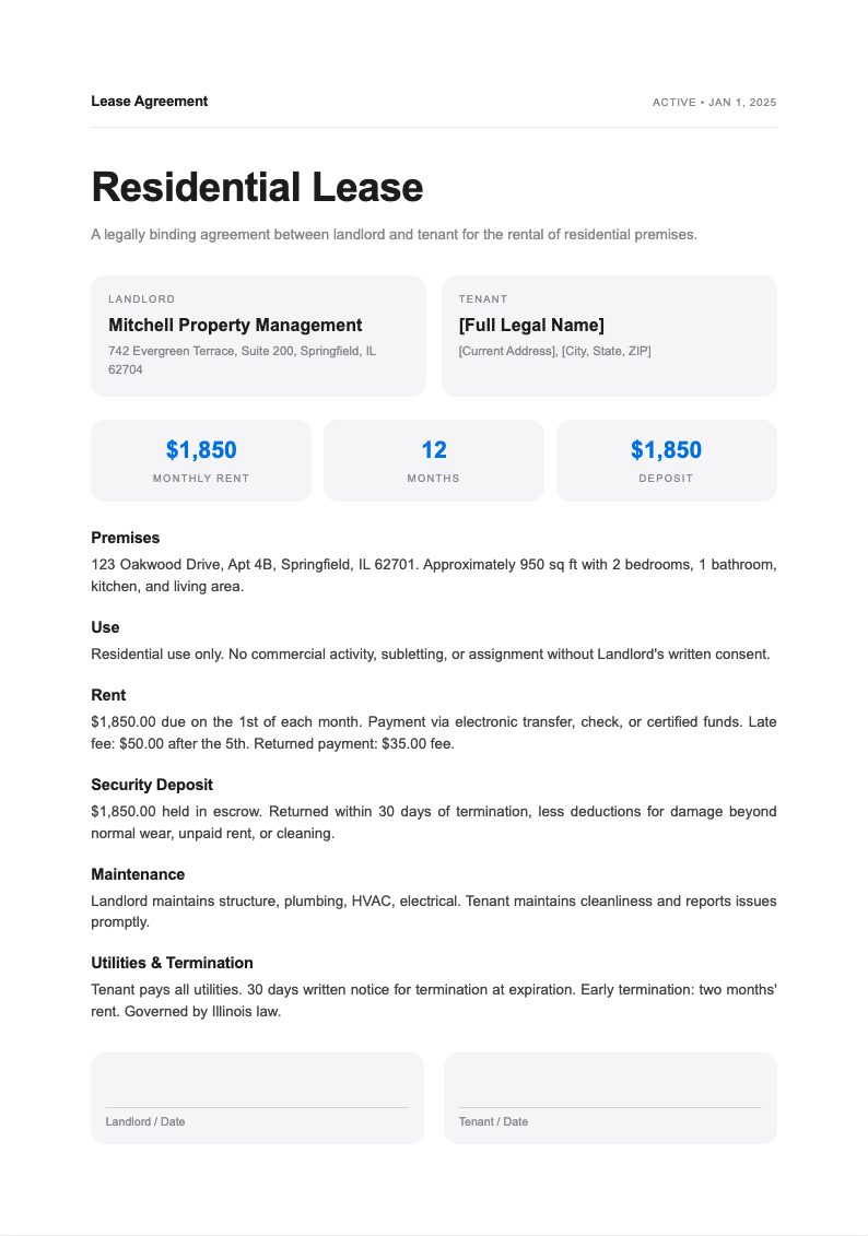 Tech minimalist lease agreement